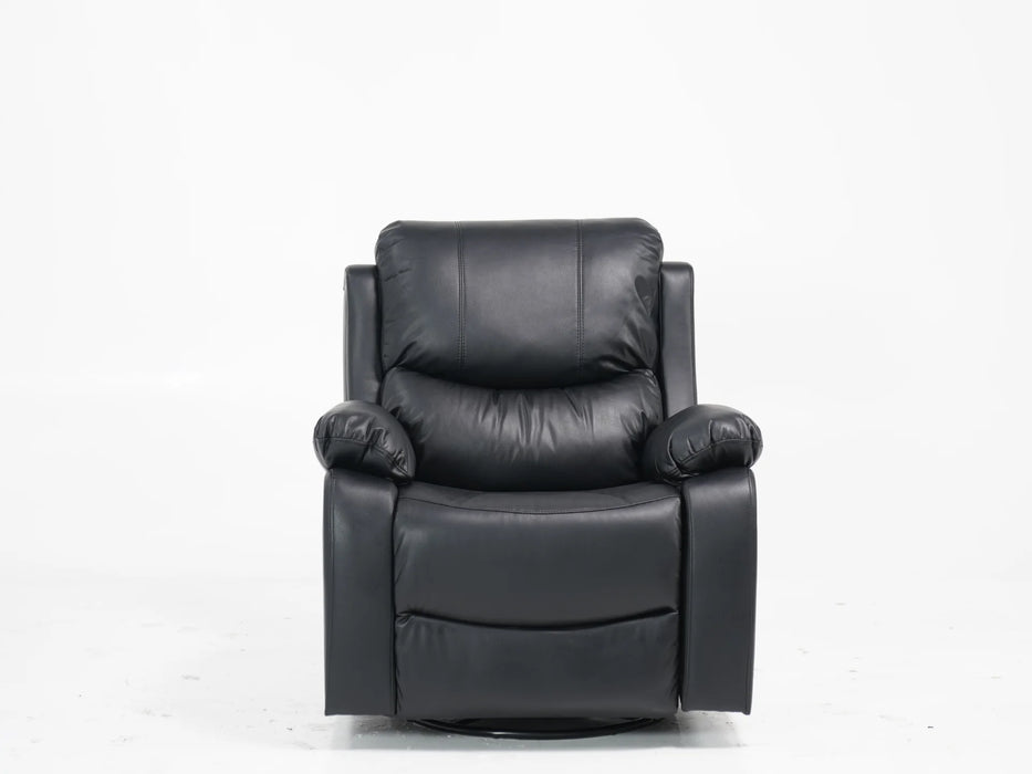 Black Leather Rocking & Swivel Massage Chair - 13