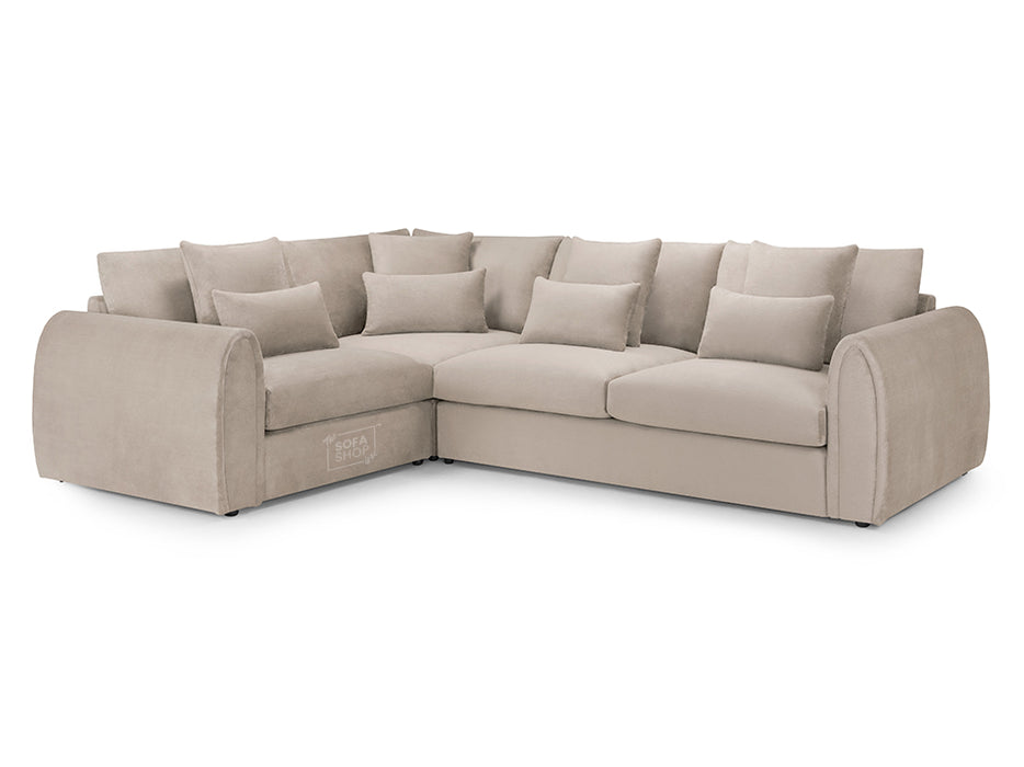 Left Hand Facing Corner Sofa in Beige Or Grey Fabric - Mirabel