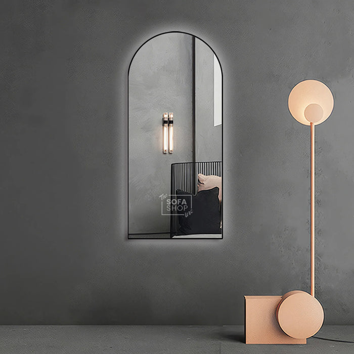 Arched Metal Frame Mirror, Full-Length Mirror for Living Room & Bathroom