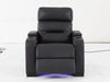 1 Seat Electric Recliner Chair Home Cinema Sofa | Real Leather Chair in Black with Power Headrest + LED Cup Holders + Storage - Trapani - 25