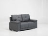 2 Seater Grey Leather Sofa – Timeless Elegance with Chrome Feet - Kansas - 20