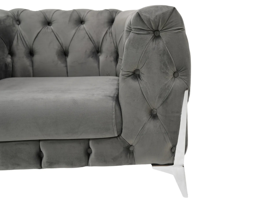 Sandringham Grey Velvet Armchair  Good Condition | Second Hand Sofas 18