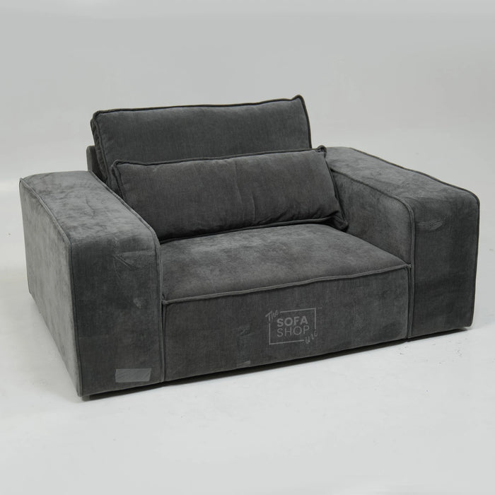 1 Seater Static Grey Fabric Sofa With Freestanding Flexibility | Tape Marks On Arms & Black Mark At Back | Vicenza | Second Hand Sofa 28