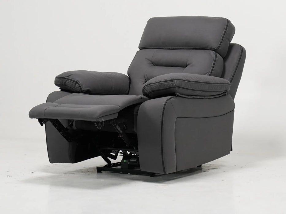 1 Seat Electric Recliner Chair Home Cinema Sofa | Fabric Couch In Grey  | Massage + Power Headrest & More | Tuscany | Sample Sofa 44