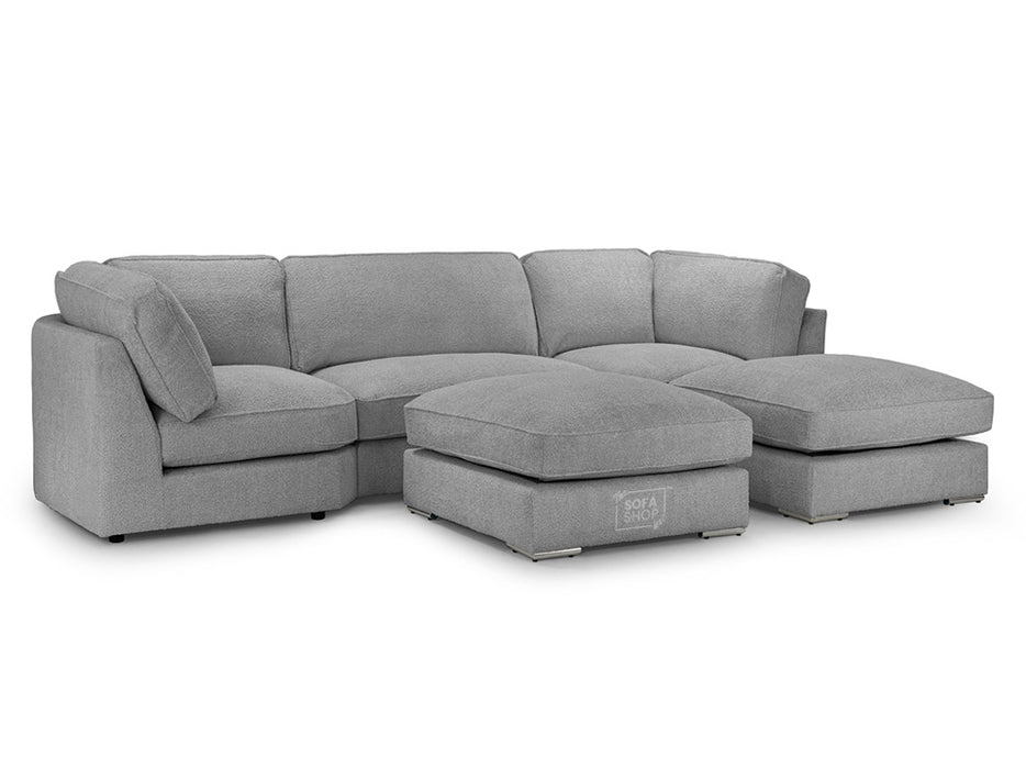 Fabric U Shape Fullback Sofa in Beige Or Grey - Inga