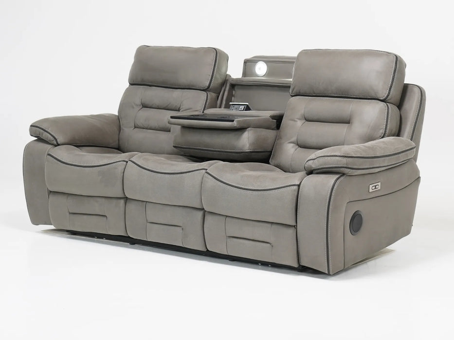 3 Seater Electric Recliner Cinema Sofa In Grey Resilience Fabric | Left & Right Side Panels Scuffed at Back | Tuscany | Customer Return in Good Condition – Second Hand Sofas 11