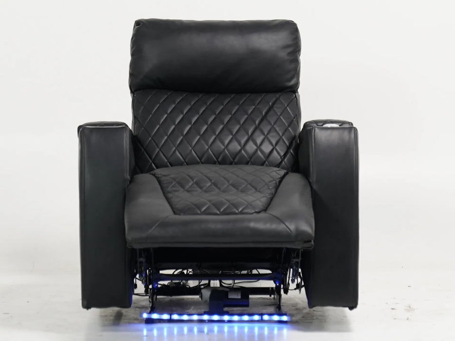 Electric Recliner Cinema Chair in Black Leather – Small Rip on Left-Hand Facing Inner Arm, Scuffs on All Four Bottom Corners & Rear Side Panels | Venice | Second Hand Sofas 40