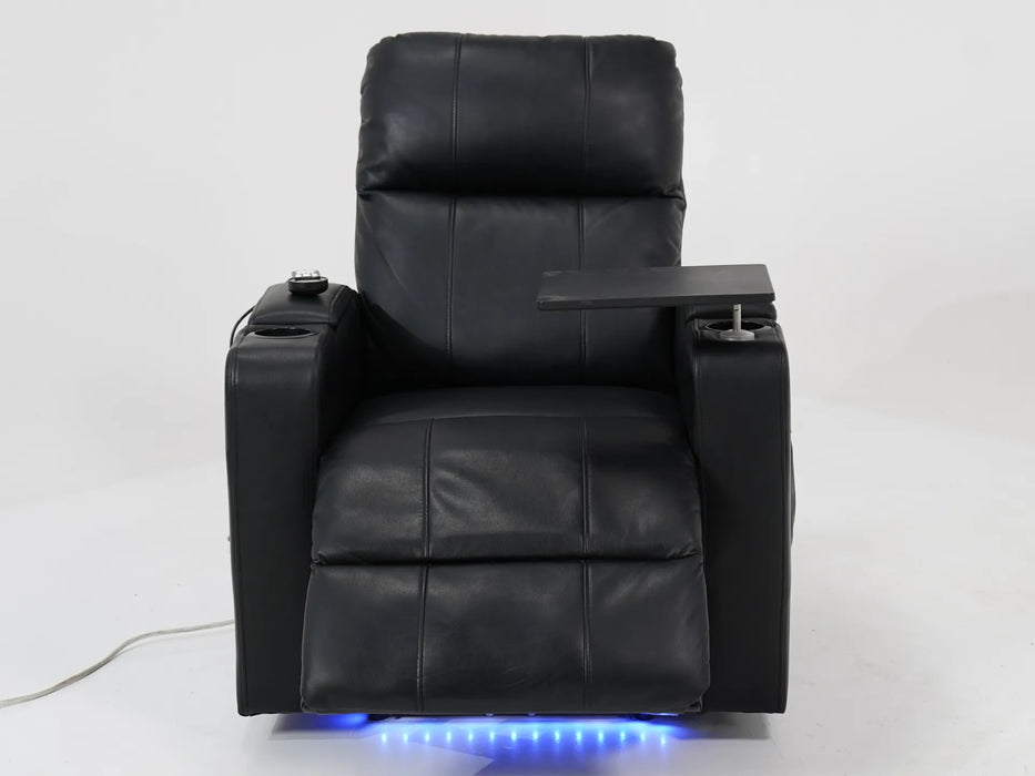 Electric Recliner Chair & Cinema Seat in Black Leather | Scuff On Back of The Backrest | Modena | Second Hand Sofas 53