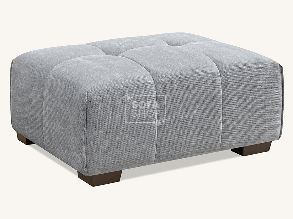 Grey Boucle Fabric Footstool - Leonard