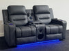 Siena 2 Seater Electric Recliner Cinema Sofa in Grey Leather - Small Scuffs & Massage Remote's Cover Missing - Second Hand Sofas 55