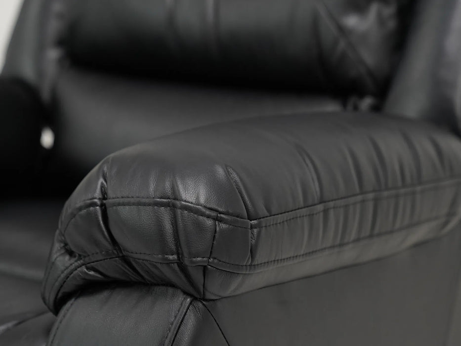 Black Leather Rise and Recliner | Small Scuff on Front Right Arm – Good Condition | Veneto | Second Hand Sofas 47