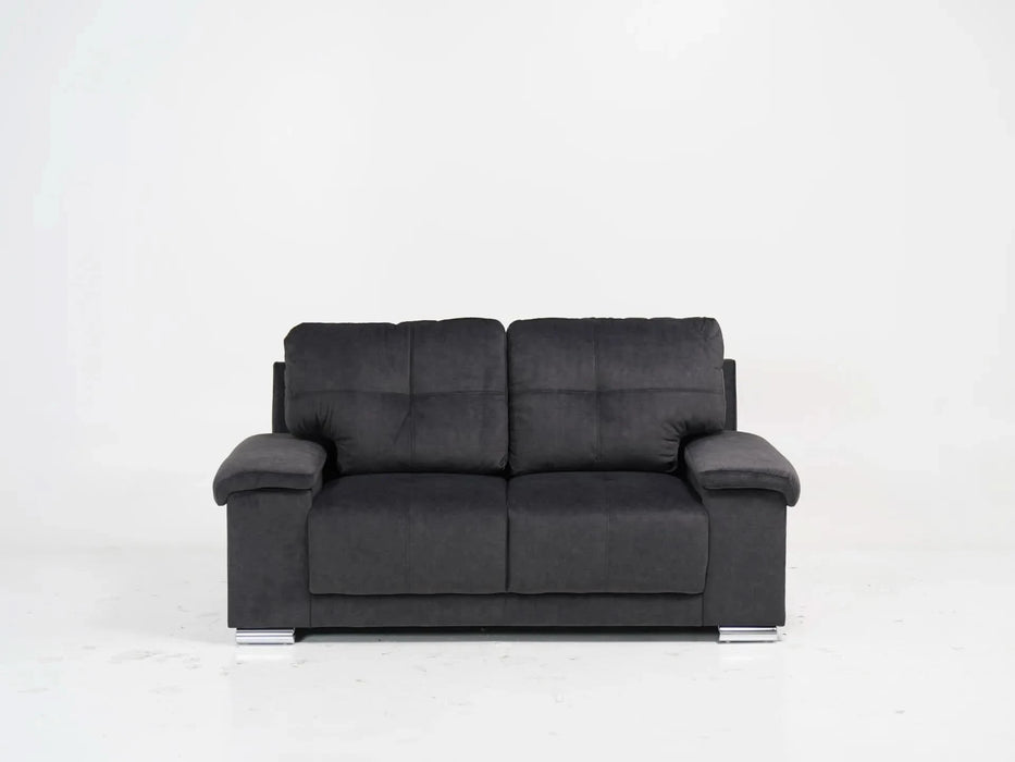 2 Seater In Dark Grey Velvet With Chrome Feet Kansas - Sample Sofas 19