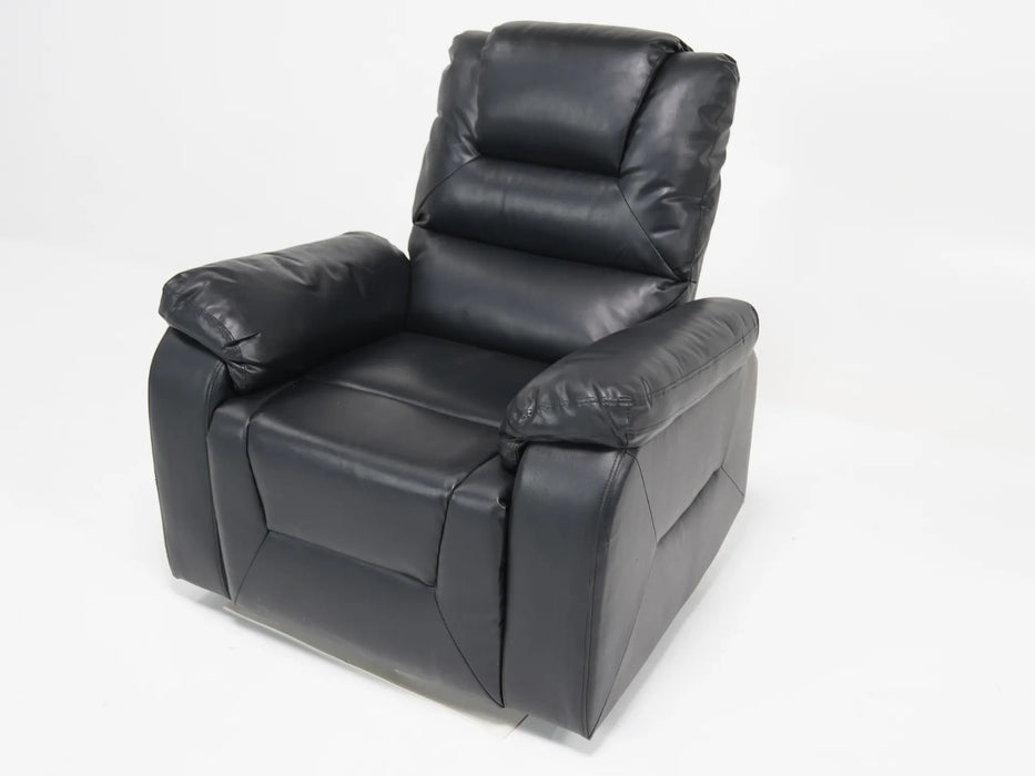 Black Leather Recliner Chair | Rip on Left Side Panel Near Recliner Handle, Tiny Rips on Left Back Panel, Missing Both Ears, Right Side Panel Rip Front & Back| Veneto | Second Hand Sofas 9