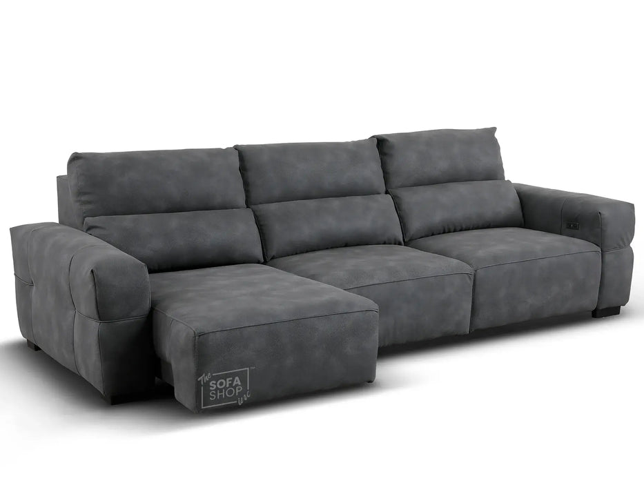 Extendable Electric Sofa - Bed in Dark Grey Resillience ِFabric | 3 Seater Hi-Tech Sliding Couch Perfect for Home Theatre Seating | USBc Ports | Murcia