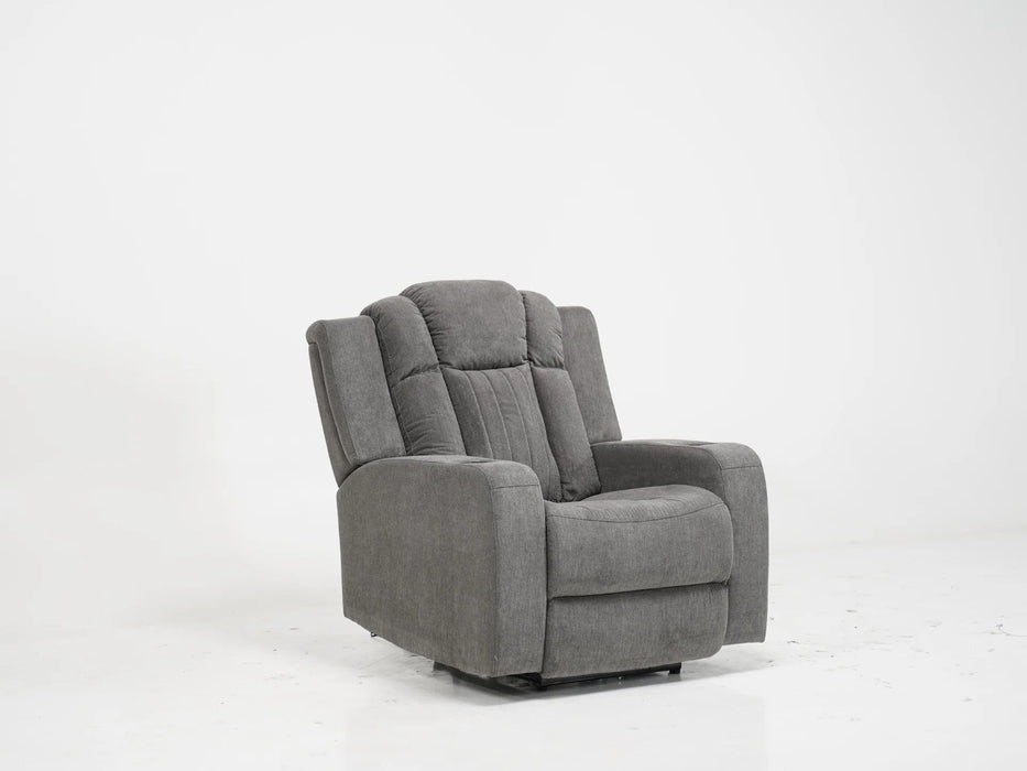 Electric Recliner Cinema Chair in Light Grey Fabric with Cup Holders - Sample Sofa 21