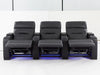 3 Seat Electric Recliner Home Cinema Theatre Sofa | Real Leather Couch in Black with Power Reclining, Power Headrests, LED Cup Holders & Storage Arms - 24