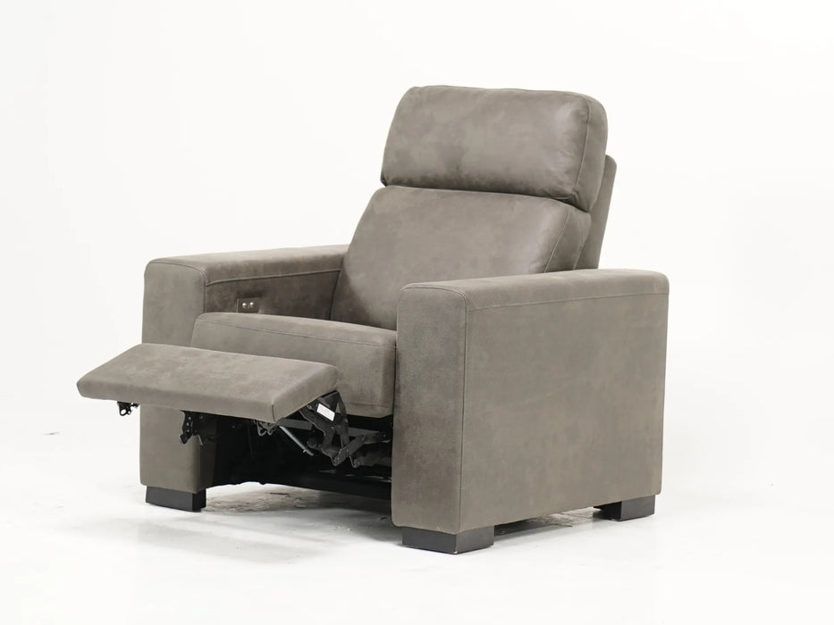 Electric Recliner Chair in Grey Leather|  Small Dot on Backrest | Palmero | Second Hand Sofas 32