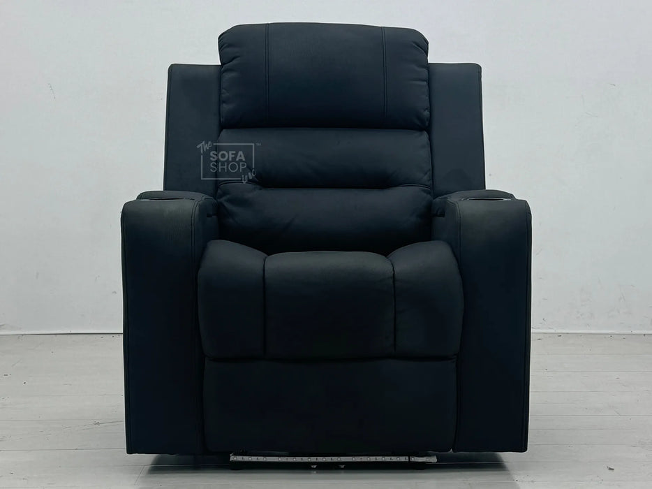 Siena Electric Recliner Chair & Cinema Seat in Black Fabric - Massage + Power Headrest + USB - Seat stained - EX Display Chair 89