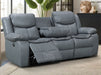 3 Seater Electric Recliner Sofa in Grey Leather with USB Port, Drop-Down Table & Cup Holders - Highgate