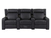 3 Seater Electric Recliner Sofa & Cinema Seats Smart Cinema Sofa With USB, LED Lights & Console in Black Real Leather - Rimini