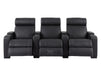 3 Seater Electric Recliner Sofa & Cinema Seats Smart Cinema Sofa With USB, LED Lights & Console in Black Real Leather - Rimini