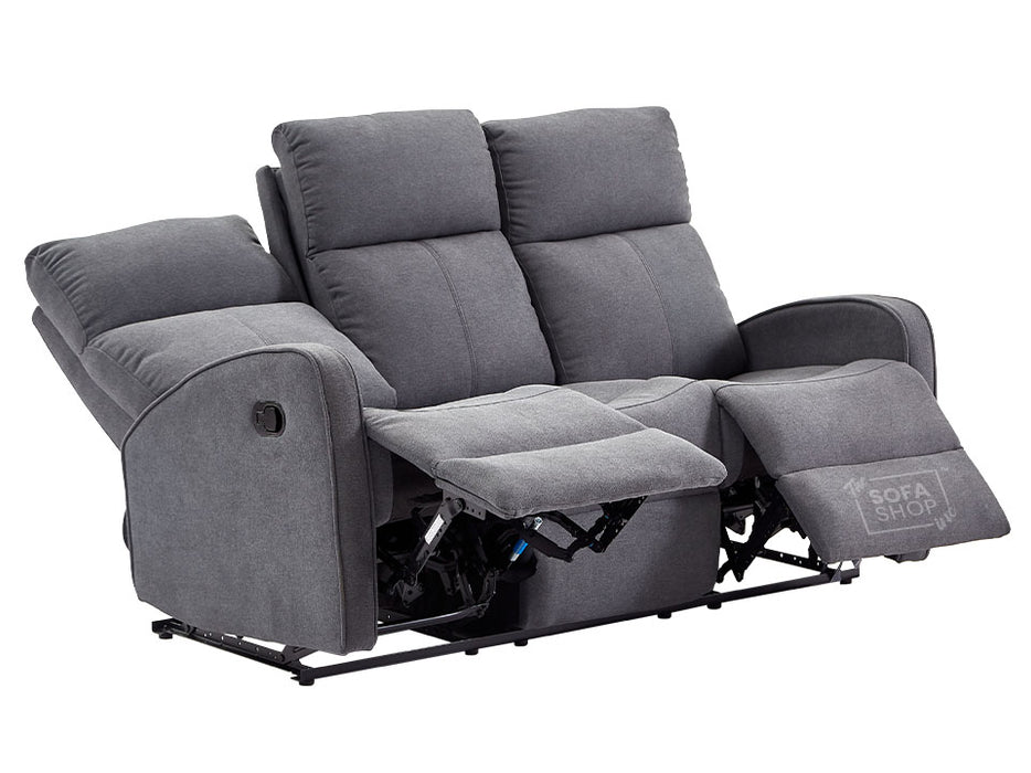 3+1 Recliner Sofa Set in Dark Grey Fabric with Drop-Down Table & Cup Holders - 2 Piece Parma Sofa Set - Sofa Sale