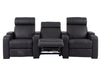 3 Seater Electric Recliner Sofa & Cinema Seats Smart Cinema Sofa With USB, LED Lights & Console in Black Real Leather - Rimini