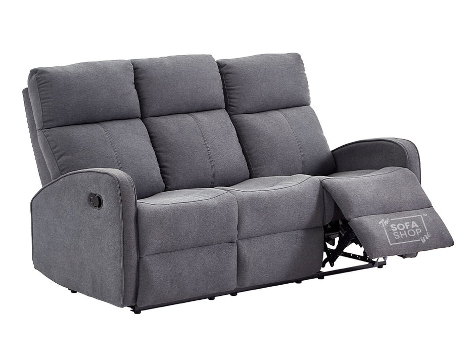 3+1 Recliner Sofa Set inc. Chair in Dark Grey Fabric with Drop-Down Table & Cup Holders - 2 Piece Parma Sofa Set