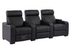 3 Seater Electric Recliner Sofa & Cinema Seats Smart Cinema Sofa With USB, LED Lights & Console in Black Real Leather - Rimini