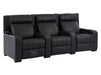 3 Seater Electric Recliner Sofa & Cinema Seats Smart Cinema Sofa With USB, LED Lights & Console in Black Real Leather - Rimini