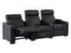 3 Seater Electric Recliner Sofa & Cinema Seats Smart Cinema Sofa With USB, LED Lights & Console in Black Real Leather - Rimini