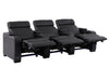 3 Seater Electric Recliner Sofa & Cinema Seats Smart Cinema Sofa With USB, LED Lights & Console in Black Real Leather - Rimini