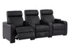 3 Seater Electric Recliner Sofa & Cinema Seats Smart Cinema Sofa With USB, LED Lights & Console in Black Real Leather - Rimini