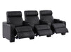 3 Seater Electric Recliner Sofa & Cinema Seats Smart Cinema Sofa With USB, LED Lights & Console in Black Real Leather - Rimini