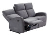 3+2 Recliner Sofa Set. 2 Piece Recliner Sofa Package Suite in Dark Grey Fabric with Drop-Down Table & Drink Holders - Parma