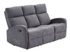 3+2 Recliner Sofa Set. 2 Piece Recliner Sofa Package Suite in Dark Grey Fabric with Drop-Down Table & Drink Holders - Parma