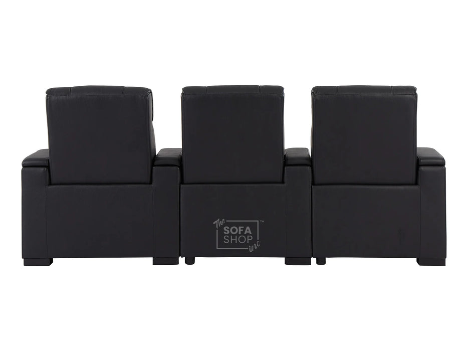 3+1 Seater Electric Recliner Sofa Set & Cinema Seats in Black Real Leather With Chilled Cuphoders & USB Ports - Rimini