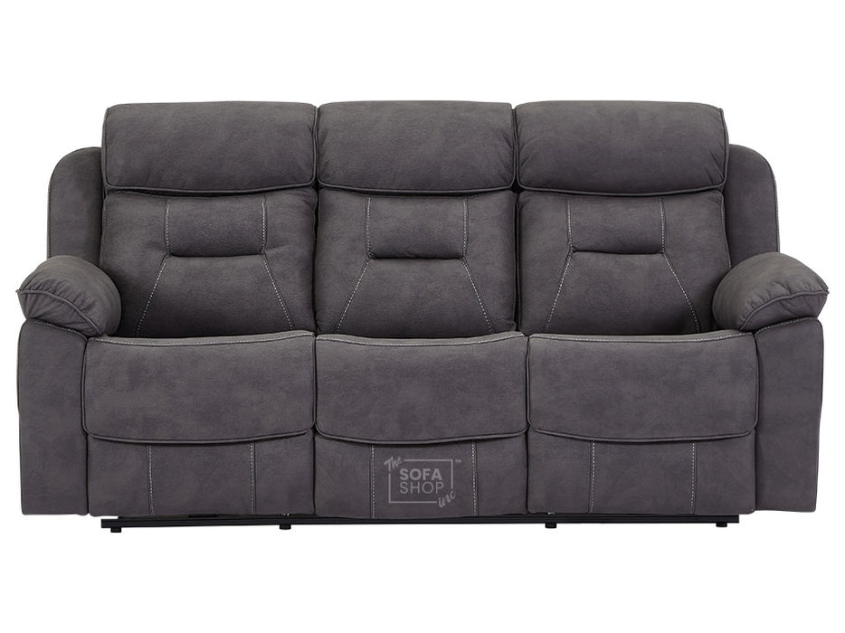 3 Seater Electric Recliner Sofa in Black Fabric with USB Ports , Drop-Down Table, Power Headrest & Cupholders - Florence