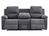 3 Seater Recliner Sofa in Dark Grey Fabric with Drop-Down Table & Cup Holders - Trento