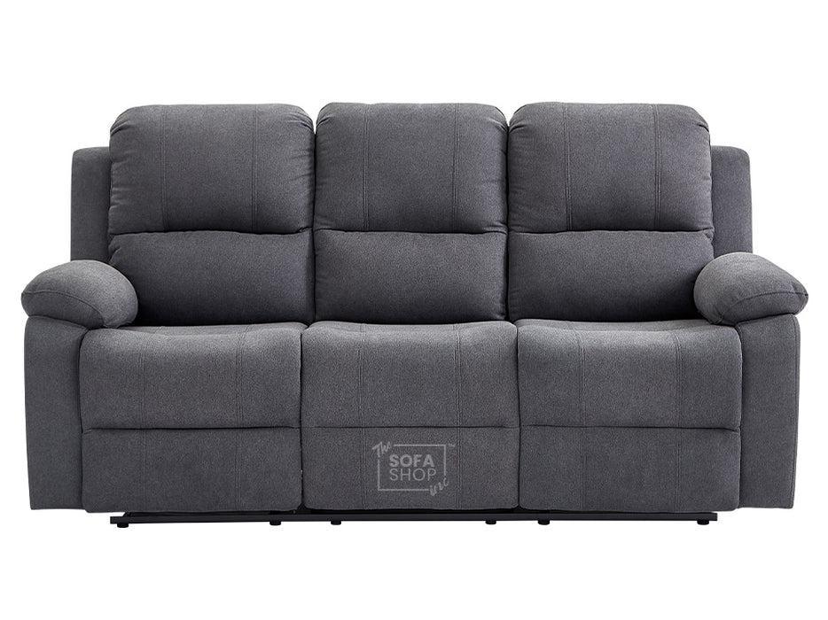 3+1 Recliner Sofa Set inc. Chair in Dark Grey Fabric with Drop-Down Table & Cup Holders - 2 Piece Trento Sofa Set