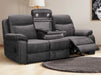 Vinson 3 Seater Recliner Cinema Sofa In Grey Resilience Fabric With Power Headrests, Drop Down Table & USB Ports