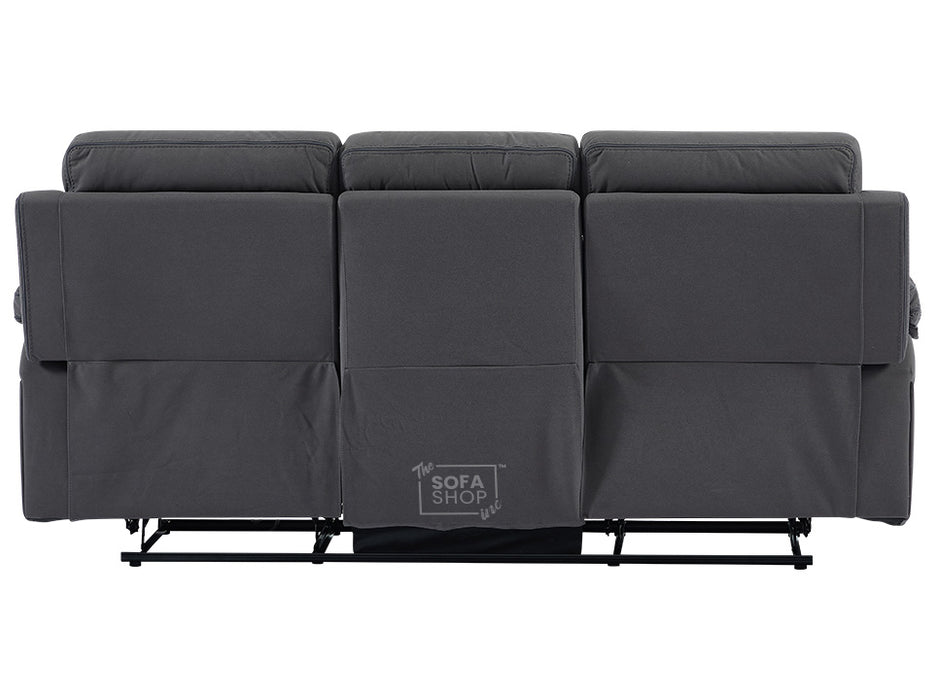 3 2 Electric Recliner Sofa Set. 2 Piece Recliner Sofa Package Suite in Grey Velvet Fabric With USB Ports & Drink Holders & Drop Down Table- Foster