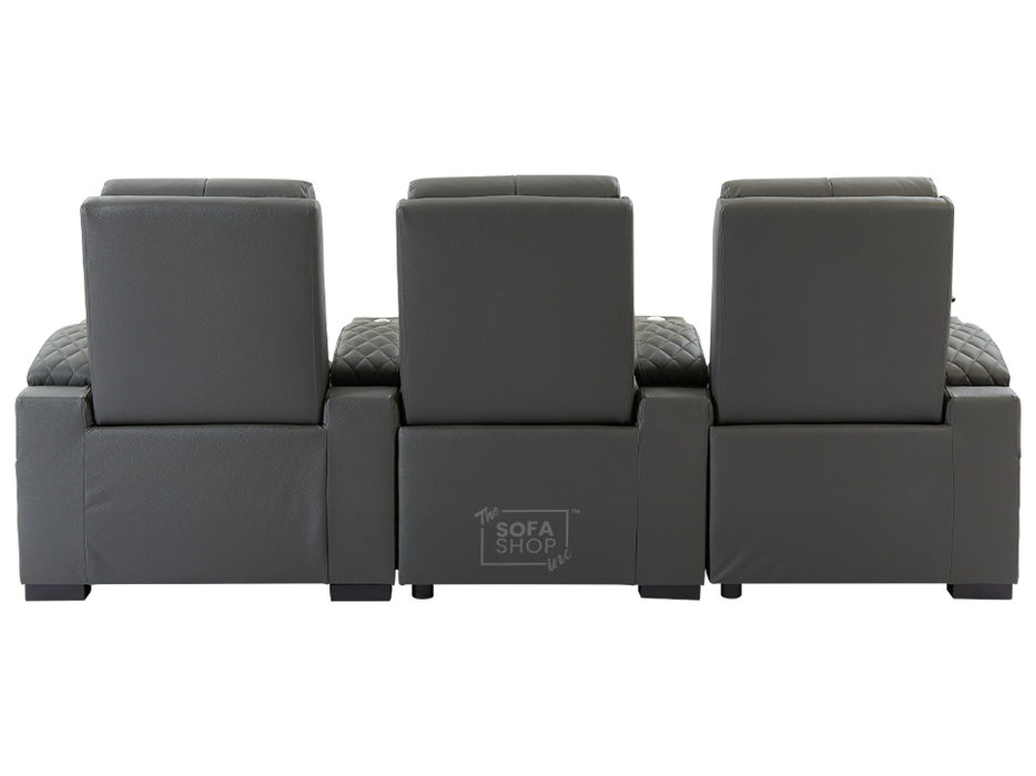 3+1 Seater Electric Recliner Sofa Set & Cinema Seats in Grey Real Leather With Chilled Cuphoders & Power Headrests - Assisi