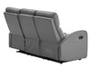 3 Seater Recliner Sofa in Grey Leather with Drop-Down Table & Cup Holders - Parma