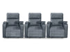 Row of 3 Electric Home Cinema Seats in Grey Leather Aire, With Recliner, Massage Seats, USB, Lights, Storage Arms, Chilled Cupholders - Modena