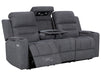 3 Seater Electric Recliner Sofa in Grey Woven Fabric With Power Headrest, USB, Console & Cup Holders - Lawson