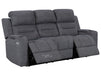 3 2 Seater Electric Recliner Sofa Set. 2 Piece Sofa Package Suite in Grey Woven Fabric With Power Headrest, USB, Console & Cup Holders - Lawson