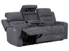 3 2 Seater Electric Recliner Sofa Set. 2 Piece Sofa Package Suite in Grey Woven Fabric With Power Headrest, USB, Console & Cup Holders - Lawson