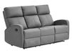 3 Seater Recliner Sofa in Grey Leather with Drop-Down Table & Cup Holders - Parma