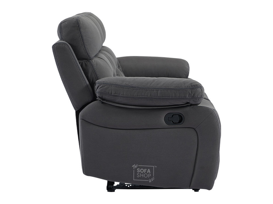 3 2 Recliner Sofa Set. 2 Piece Recliner Sofa Package Suite in Dark Grey Fabric with Drop-Down Table & Drink Holders- Foster